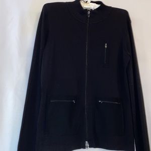 Dolce Cabo women’s full zipper black knit jacket Size XL
